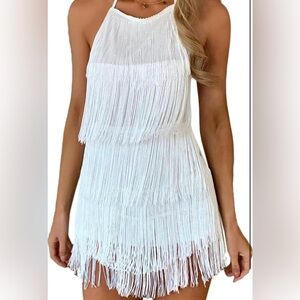 White Fringe Dress